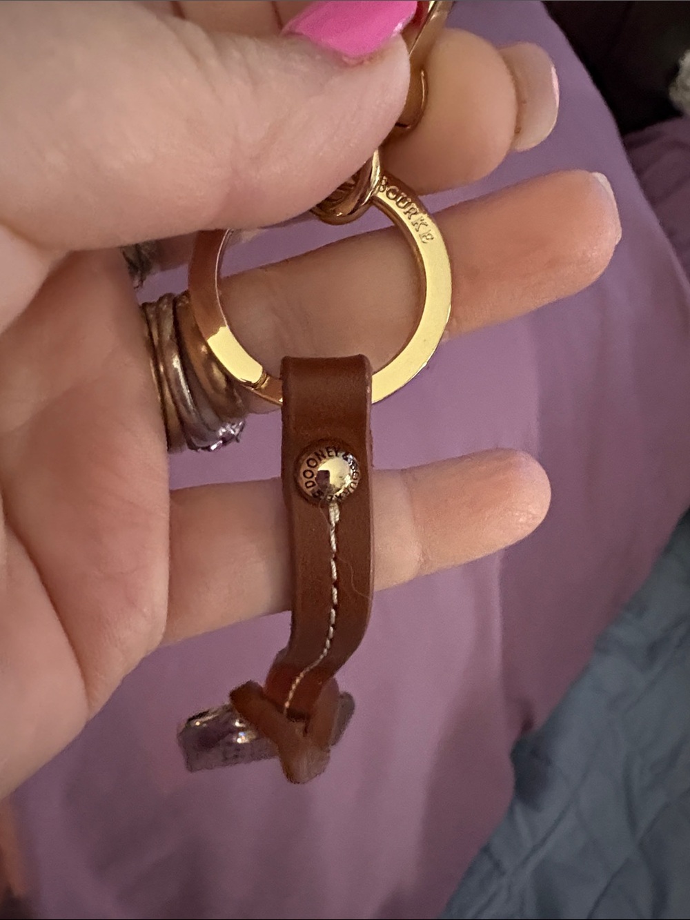 Dooney & Bourke Brown Leather Keychain with Gold Hardware new - Picture 7 of 7